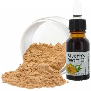 Veana Mineral Make Up Foundation (6g) Premium St. Johns woord olie (15ml - voor vette en gemengde huid, voor acne, dermatosen, neurodermitis. Antibacterieel, regenererend, kalmerend. Nuance Nude Nude