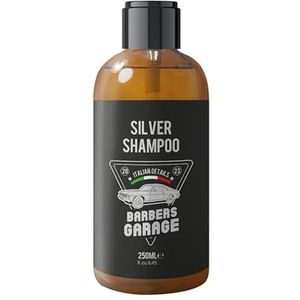 Barbers Garage Exclusieve shampoo voor zilver (250 ml) - Italiaanse details - baard- en haarverzorging met aloë vera - verwijdert gele en oranje tinten.