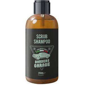 Barbers Garage Exclusieve Scrub Shampoo (250 ml) - Italiaanse details - bestrijdt effectief roos, verrijkt met pirocton, aloë vera en kamille, reinigt de hoofdhuid.