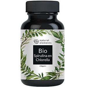 Bio Spirulina en Chlorella-pastilles - 500 tabletten - gecertificeerd biologisch, laboratoriumgecontroleerd, zonder toevoegingen, hooggedoseerd, vegan