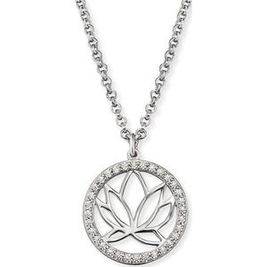 Engelsrufer - Lotus Ketting met Hanger - Zilver - Gerhodineerd - Zirkonia - 44 cm
