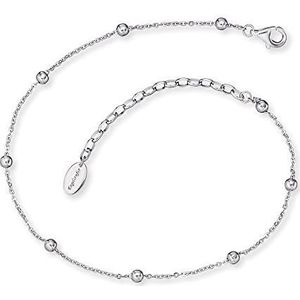 Engelsrufer Fußkettchen Little Moon mit Silberkügelchen für Damen, 925er Sterlingsilber rhodiniert, verstellbare Länge, nickelfrei, Allergiker geeignet
