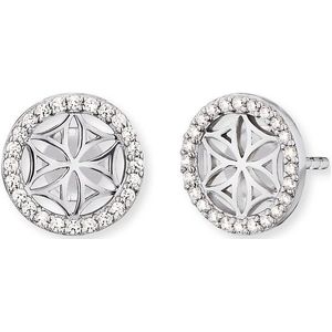 Engelsrufer Damen Ohrringe Ohrstecker Lebensblume aus Sterling Silber - Steckverschluss - besetzt mit 48 weißen Zirkonia Steinen - nickelfrei - 10mm