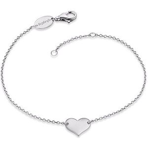 Engelsrufer Damen Armband silber aus Sterling Silber und schlichtem Herz Anhänger silber - Karabinerverschluss - in zwei Längen verstellbar - nickelfrei