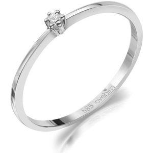Lovebird LB120 - Witgouden damesring met briljant - Dames - Maat 50 - Diamant - 2 mm - Briljant Geslepen - 0,03 Karaat - 14 Karaat - Witgoud