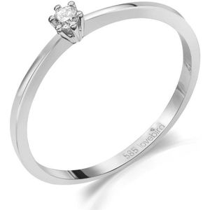 Lovebird LB122 - Witgouden damesring met briljant - Dames - Maat 52 - Diamant - 2,5 - Briljant Geslepen - 0,05 Karaat - 14 Karaat - Goud