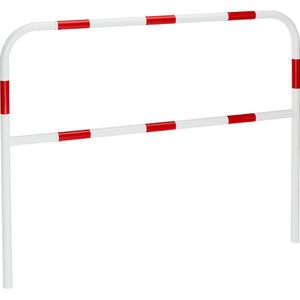 Beschermbeugel, plaatstaal, Ø 42 mm, voor in gegoten beton in gevarenzones, breedte 1500 mm, rood/wit