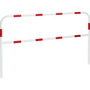 Beschermbeugel, plaatstaal, Ø 42 mm, voor in gegoten beton in gevarenzones, breedte 2000 mm, rood/wit