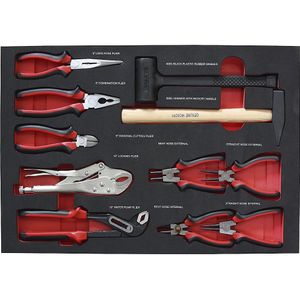 Gereedschapsshadowboards, tangen-/hamerset, voor b x d = 570 x 410 mm, 11-delig