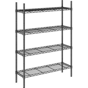 Staaldraad-roosterstelling, zwart, vakdraagvermogen 100 kg, b x d = 910 x 360 mm, basisstelling, hoogte 1370 mm, 4 legborden