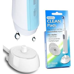 DABBLU Clean Pads, voor Oral-B laadstation, voor elektrische tandenborstel, eenvoudig te gebruiken en hygiÃ«nisch, 100% polyester, nauwkeurige pasvorm en veilige oplaadfunctie, verpakking van 20