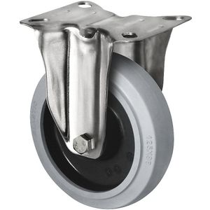 Elastische band op een PA-velg, roestvast stalen behuizing, wiel-Ø x -breedte = 160 x 46 mm, bokwiel, rollager