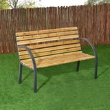 Juskys - Gartenbank Modena – 2-Sitzer Holzbank mit Armlehnen & Rückenlehne – wetterfeste Sitzbank 120x62x82 cm - Bank mit Seitenelementen aus Stahl