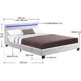 Vidaxl - Juskys Polsterbett Verona – Bettgestell mit LED-Beleuchtung, Lattenrost & Kopfteil – Bett aus Holz & Kunstleder – Jugendbett 120 x 200 cm in