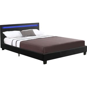 Gestoffeerd bed Verona - 120 x 200 cm - Zwart - LED Verlichting