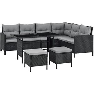 Loungeset Manacor - Polyrotan - Zwart