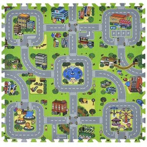 Kinderpuzzelmat - Jascha - 9-delig - Stad met straten design