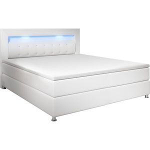 Boxspringbed Montana - 120 x 200 cm - Wit - LED Verlichting