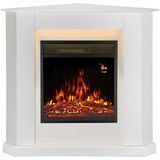 Elektrische kachel Hoekvorm 2000 Watt Wit Vuureffect