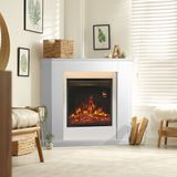 Elektrische kachel Hoekvorm 2000 Watt Wit Vuureffect