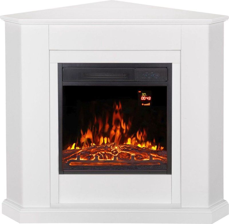 Elektrische kachel Hoekvorm 2000 Watt Wit Vuureffect