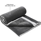 Juskys Tagesdecke Fleecedecke 150x200 cm, mit Sherpa und Fleece, moderne Farbgebung, kuschelig und weich