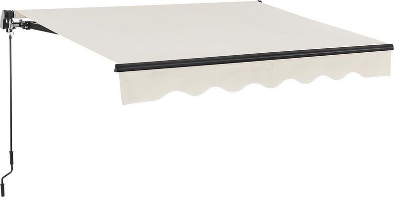 Juskys Markise 250 x 200 cm für Terrasse & Balkon - mit Kurbel & Halterung - Gelenkarmmarkise Beige
