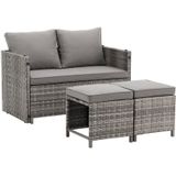 Juskys 2in1 Polyrattan Relax Gartenmöbel Set Jamaika - Lounge für Balkon & Outdoor, Balkonmöbel grau-meliert