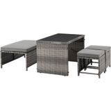 Juskys 2in1 Polyrattan Relax Gartenmöbel Set Jamaika - Lounge für Balkon & Outdoor, Balkonmöbel grau-meliert