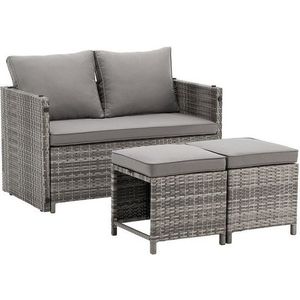Juskys - 2in1 Polyrattan Relax Gartenmöbel Set Jamaika - Tisch, Gartenlounge Sofa - Balkonmöbel Sitzgruppe für Balkon, Garten - Outdoor Lounge