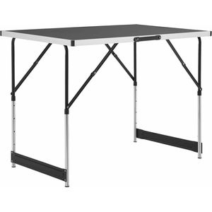 Juskys Multifunctionele tafel, 3-delig, inklapbaar, in hoogte verstelbaar, aluminium klaptafel, 100 x 60 cm, rommelmarkt, behangtafel, campingtafel, tafel, zwart