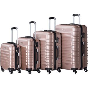 Juskys Harde koffer set reiskoffer 4-delig - cijferslot, geluidsarme 360° wielen, groot, telescopische handgreep, licht - 4 harde koffers, roze, 4-teilig, Kofferset