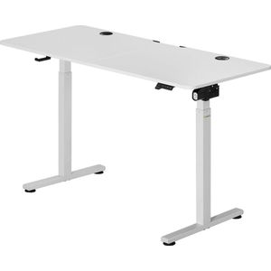 Juskys In hoogte verstelbaar bureau, 120 x 60 cm, elektrisch traploos verstelbaar, bureautafel, zit- en statafel, geheugenfunctie, wit