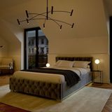Juskys Polsterbett Nizza, Stauraum, LED Licht, Chesterfield Steppung, Samtbezug