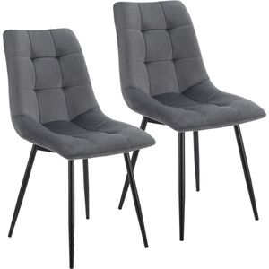 Juskys Esszimmerstühle Blanca 2er Set - Samt Stühle gepolstert - Stuhl Esszimmer & Küche Dunkelgrau