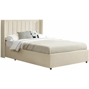 Juskys Polsterbett Savona 140x200 cm mit Stauraum, Lattenrost, Samt-Bezug, bis 250 kg - Beige
