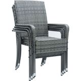 Juskys - Polyrattan Gartenstühle Yoro 4er Set - mit Armlehnen & Rückenlehne - 4 Stühle stapelbar - Rattan Stuhl Garten - Stapelstuhl Grau-meliert