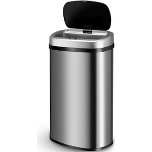 Automatische Prullenbak / Afvalemmer / Sensorprullenbak - 60 Liter - Zilver - Rechthoek