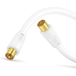 Perfect TV-kabel, antennekabel, coaxkabel, IEC-stekker naar IEC-aansluiting met ferriet, 20,0 m, wit