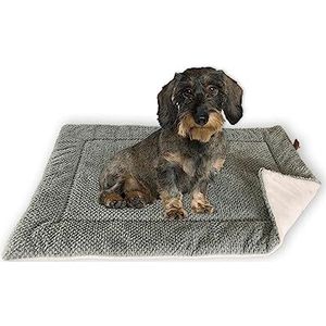 FLUFFINO® hondendeken maat S, 73 x 45 cm | pluizig, zacht & wasbaar | hondenmat met imitatiesuède voor verhoogde slipweerstand | hondenkussen voor grote & kleine honden of katten [grijs]