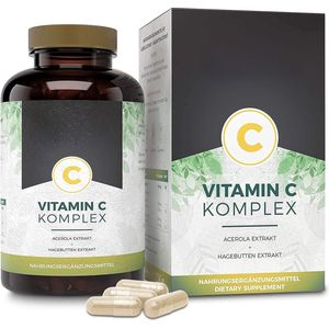 Natuurlijk Vitamine C complex | 240 capsules | Acerola Extract & Rozenbottelextract met 400 mg Vitamine C per dagelijkse portie | 4 Maanden Voorraad | Nuvi health