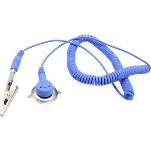 QUADRIOS GmbH ESD spiraal kabel verbindingsklem voor matten met 10 mm drukknop op bananenstekker & krokodillenklem spiraalkabel 1,8 m (norm EN 61340-5-1) professionele antistatische accessoires