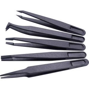 Quadrios 1903EC095 ESD-pincet 5-delig Plat-breed, Plat, gebogen, Afgerond