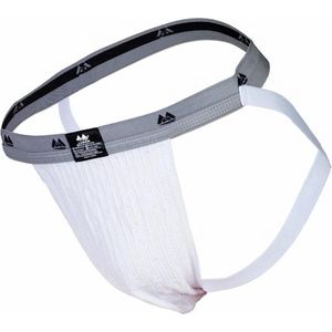 MM Sports The Original Swimmer/Jogger Jockstrap 1 inch White - MAAT M - Heren Ondergoed - Jockstrap voor Man - Mannen Jock