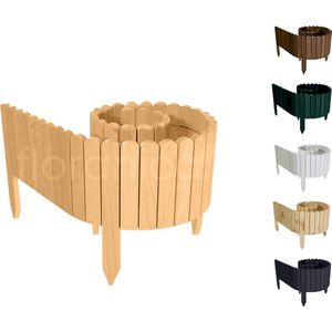 Floranica Rollborder Flexibele houten hek 200 x 10 cm Natuur Dennenhout Gazonafscheiding - Palisade - ingekorte rolborder