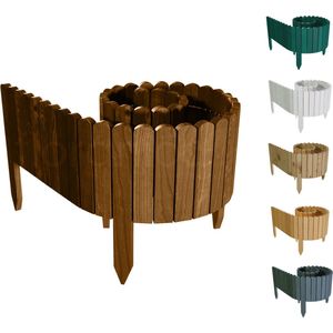 Floranica Rollborder Flexibele houten hek 200 x 30 cm Bruine Dennenhout Gazonafscheiding - Palisade - ingekorte rolborder