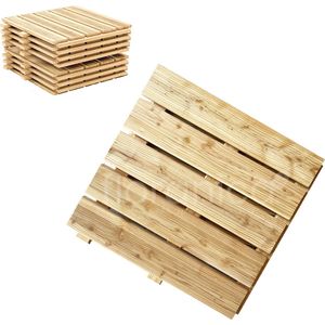 Floranica Houten terrastegels 2,5m2 10 stuks 50x50 cm Geïmpregneerd larikshout Natuurlijk Sauna terras of balkonvloer Houten tuintegels Gefreesd oppervlak EU product