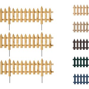 Floranica De Haantje tuinafscheiding 3 stuks 103cm 30cm Natuurlijk Behandeld grenen Insteekhek met metalen stangen Omheining bloembedden groentebedden Decoratieve bietenafrastering