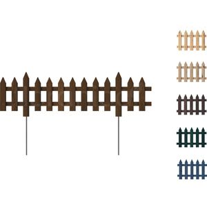 Floranica De Haantje tuinafscheiding 3 stuks 103cm 20cm Bruin Behandeld grenen Insteekhek met metalen stangen Omheining bloembedden groentebedden Decoratieve bietenafrastering