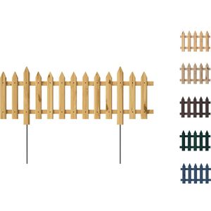 Floranica 3 ST houten tuinafscheiding 100 x 40 cm, klassiek lattenhek met metalen palen, voor voortuin of groentebedden, natuurkleur